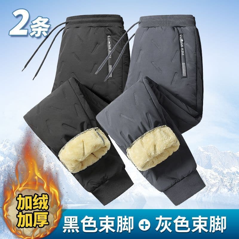 New winter lamb fleece cotton pants, quilted, casual, thickened, windproof, cold-proof, warm, straight-leg lamb fleece sweatpants