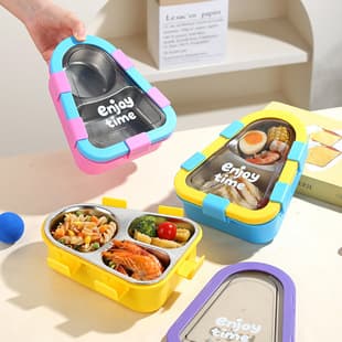 Cross-border 304 Stainless Steel Lunch Box with Compartments for Office Workers, Portable Divided Insulation Bento Box for Students