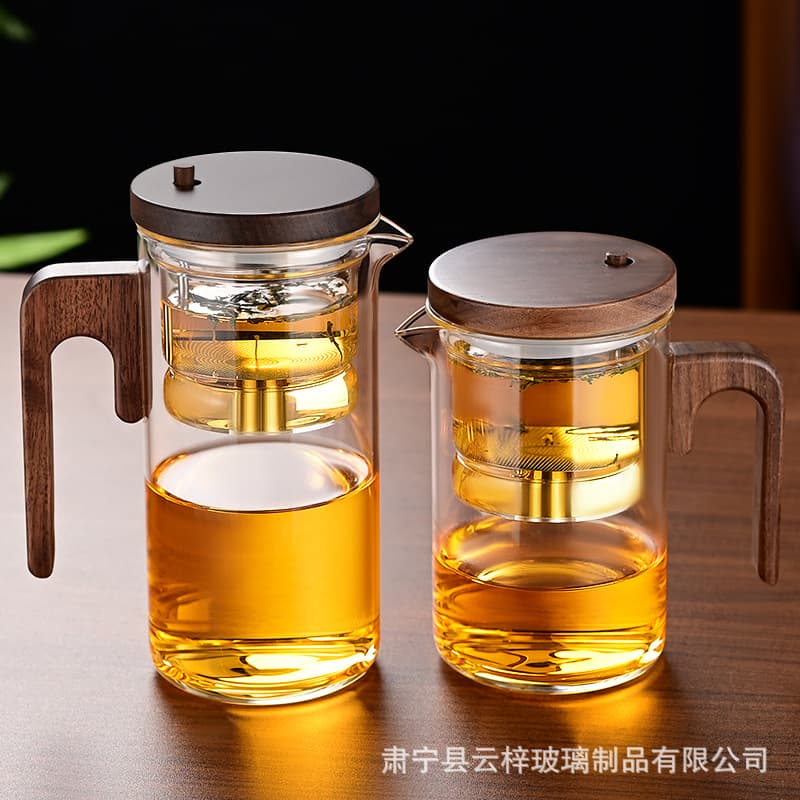 Large Capacity High-Temp Glass Teapot with Stainless Steel Infuser and One-Touch Filtration