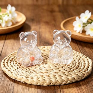 Cross-border Transparent Bear Candy Box Wedding Festival Birthday Dessert Gift PS Material Small Animal Packaging Display Box