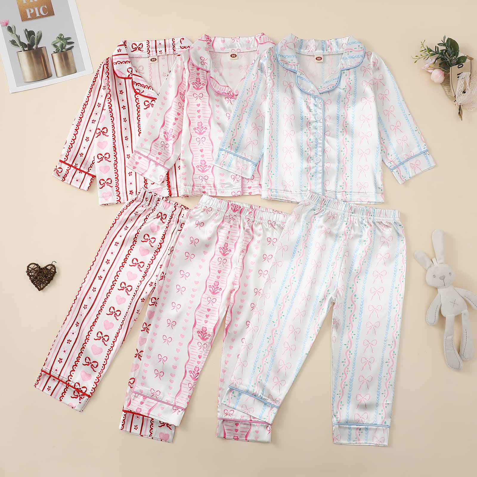 Girls Pajamas Spring Autumn Kids Homewear Set Princess Long Sleeve Pajama Pants Girls Pajama Two-piece Set Air Conditioning Top