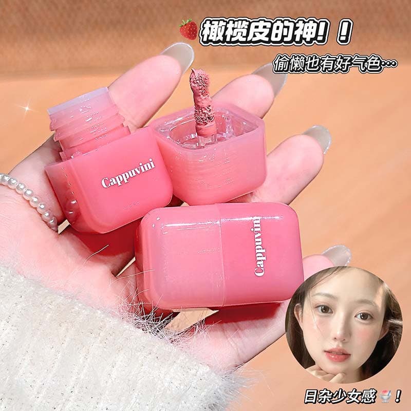 CAPPUVINI Mini Sweet Blush Liquid, Icy Korean-Style Moisturizing Skin-Fusing Natural Look Contouring Cross-Border Cosmetics