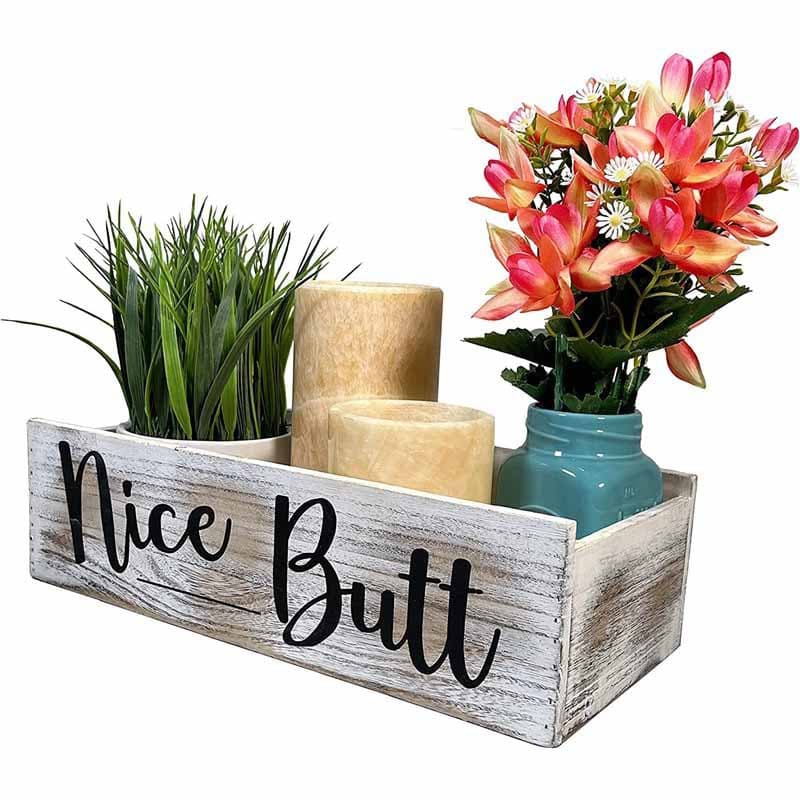 Vintage Burnt Wood Box, Creative Amazon Succulent Planter for Bathroom Toilet Storage