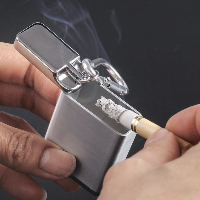 Portable Mini Metal Cigarette Ash Tray Pocket Size Pull-out Style Outdoor Travel Keychain Smoking Cessation Container