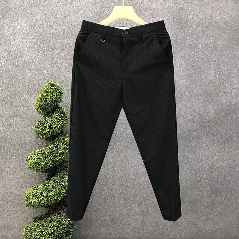 2025 Summer Premium Men Casual Pants Striped Versatile High-End Suit Pants Trendy Slim Fit Business Tapered Pants