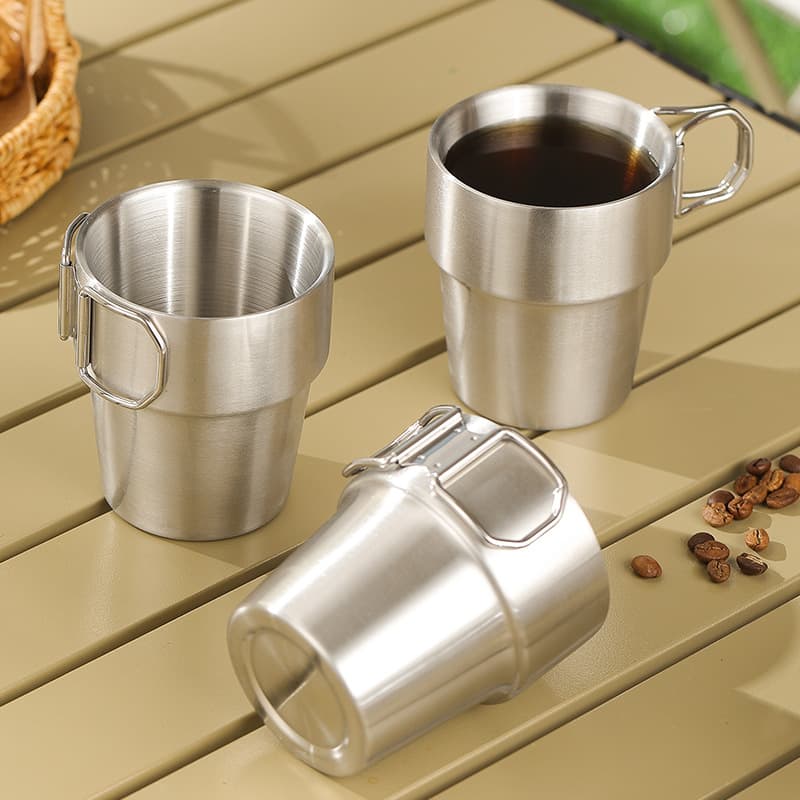 Cross-Border 304 Stainless Steel Collapsible Cup, Portable Outdoor Camping Picnic Cup, Coffee Mug, Travel Cup