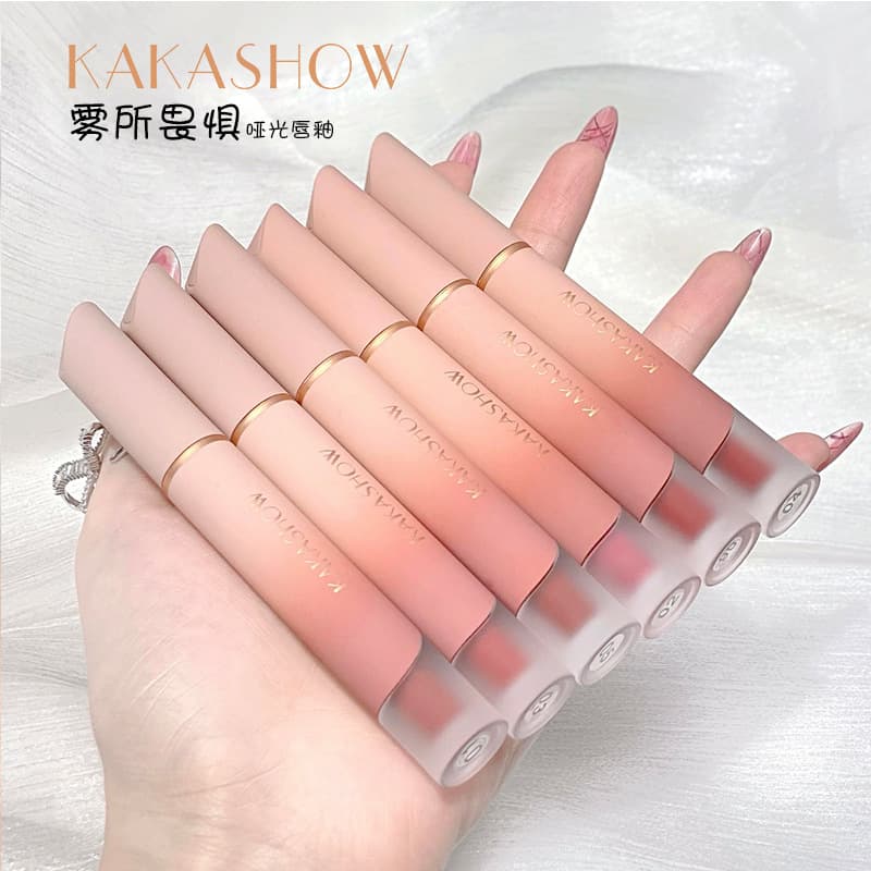 Kakashow Cream Lip Glaze Velvet Matte Lip Glaze That Brightens the Complexion and Is Not Easy to Stick to the Cup, Moisturizing Lipstick, Blush, Peach