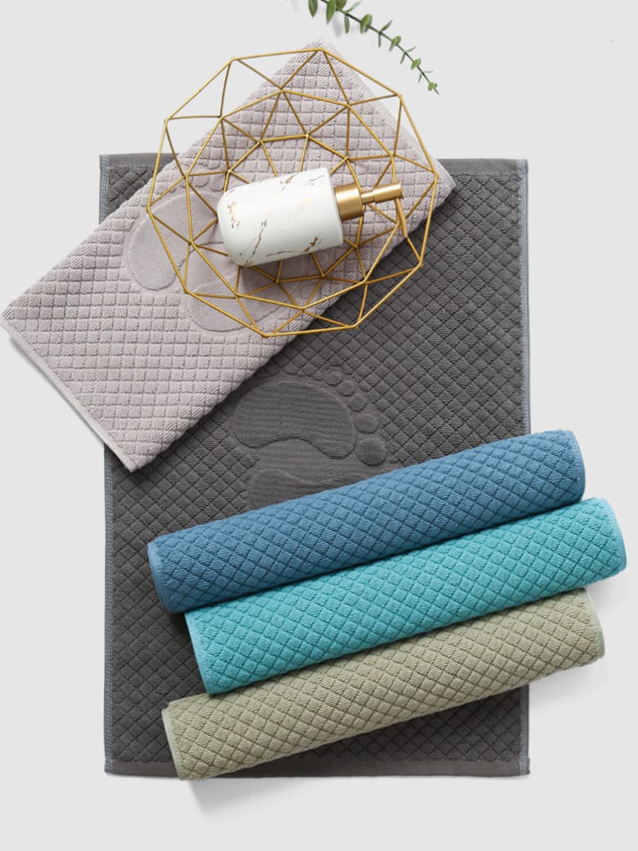 Cotton Absorbent Mat for Home, Small Apartment Bathroom Foot Mat Machine Washable Foot Wipe Towel Pad J^