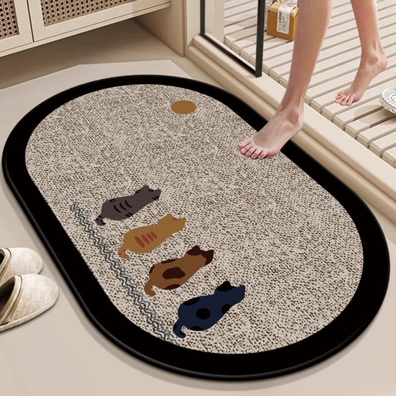 Diatom mud floor mats for household simple wind-absorbent non-slip bathroom floor mats wear-resistant and dirt-resistant bathroom entrance floor mats