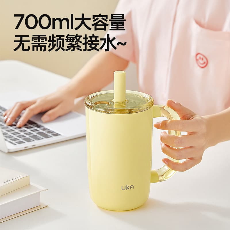 UKA Ice Pa Cup Straw Thermos Cup 316L Stainless Steel Ceramic Liner Girls High-Looking Cup Gift Gift