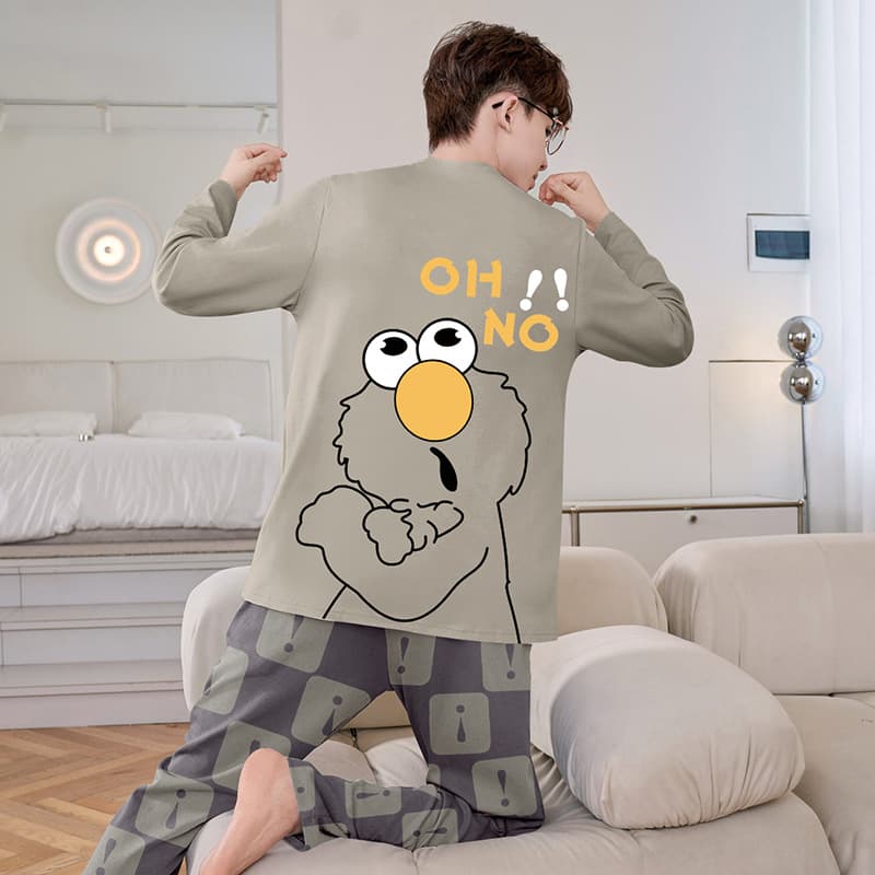 Pajamas for men, spring and autumn, long-sleeved trousers, men's home clothes, teenagers, autumn and winter cartoon comfort suits