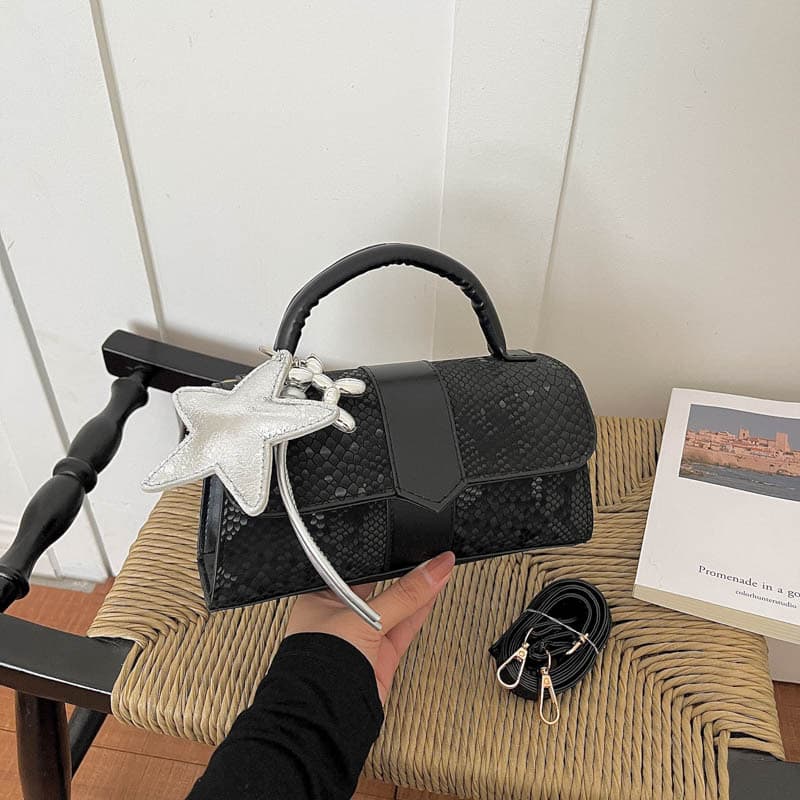 2026 new autumn high-end textured sequined small square bag hand-held shoulder crossbody bag trendy versatile casual women's bag