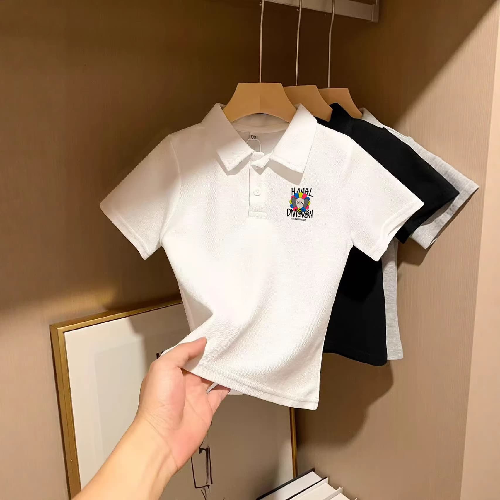 Boys' Pure Cotton Short Sleeve T-Shirt 2026 New Summer Kids Polo Top Cartoon Print Tee