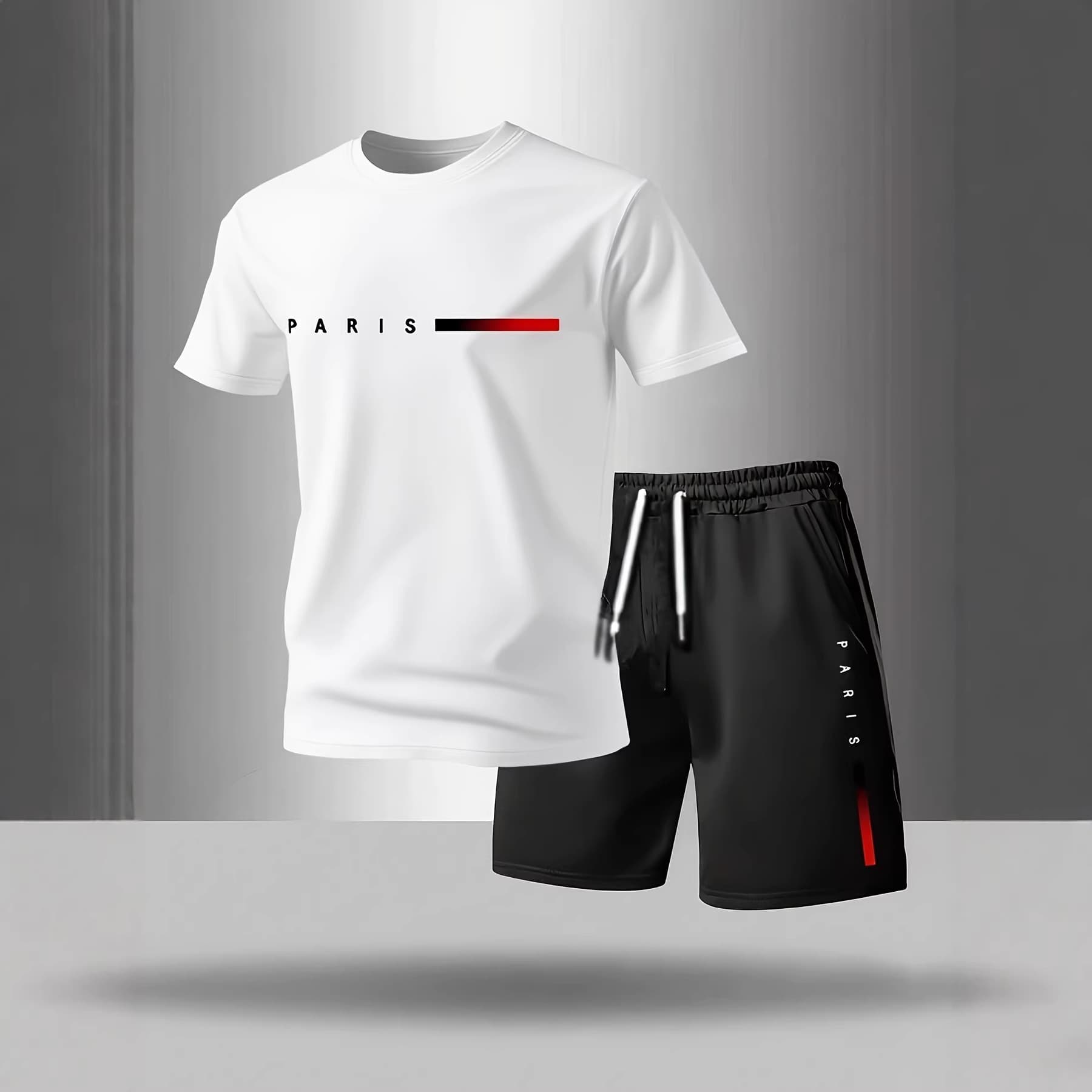 Cross-Border Best Seller Summer Men's European Size Short Sleeve Round Neck Casual Sport Set High Quality Shorts and T-Shirt