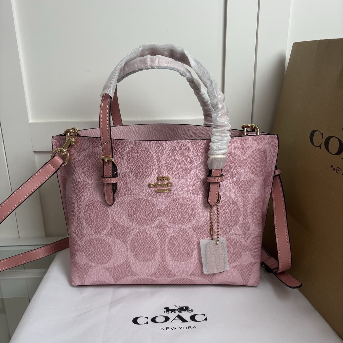 Coach New Mollie25 Jasmine Tote Bag Creme Brulee Shopping Bag Tote Handbag Crossbody Bag Women's Bag