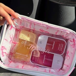 Korean-style Ins Bow Makeup Bag PVC Handbag Travel Makeup Bag Portable Toiletries Storage Bag