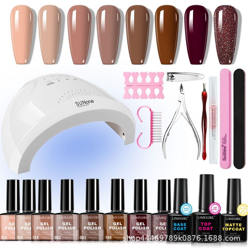 Cross-Border Bestseller Nail Art Kit Gel Polish Set with Nail Lamp, Top Coat, Base Coat, Full Set Compliant Quality CPSR