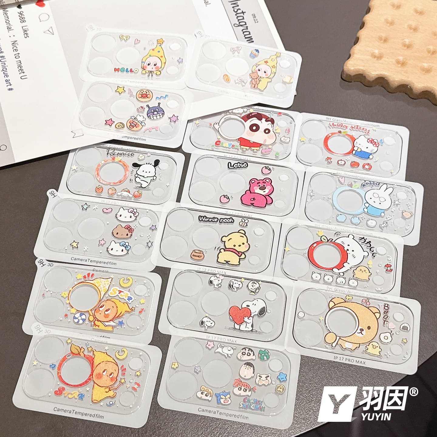 A Collection of Cartoon Patterns Suitable for Apple 17 Pro Transparent Anti-Reflection Lens Film Cartoon Lens Protective Film Camera