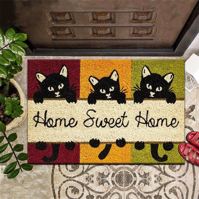 Cross-border Amazon Christmas imitation coir doormat, cartoon WELCOME welcome mat, entryway door mat