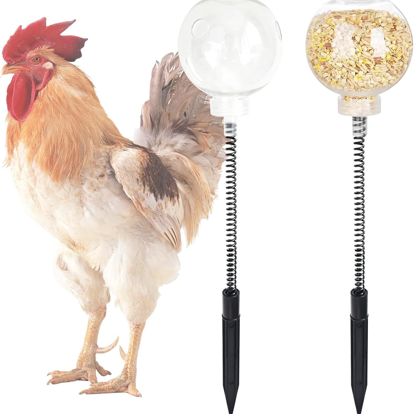 2PCS Chicken Pecking Toy Wobble Slow Feeder Puzzle Toy Chicken Coop Toy for Poultry Ducks Birds Parrots