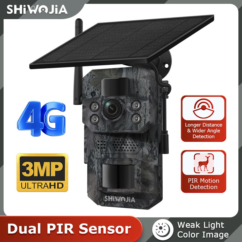 New Cross-Border 4G Camouflage Hunting Solar Camera GPS Positioning Battery Infrared Remote Monitoring Camera