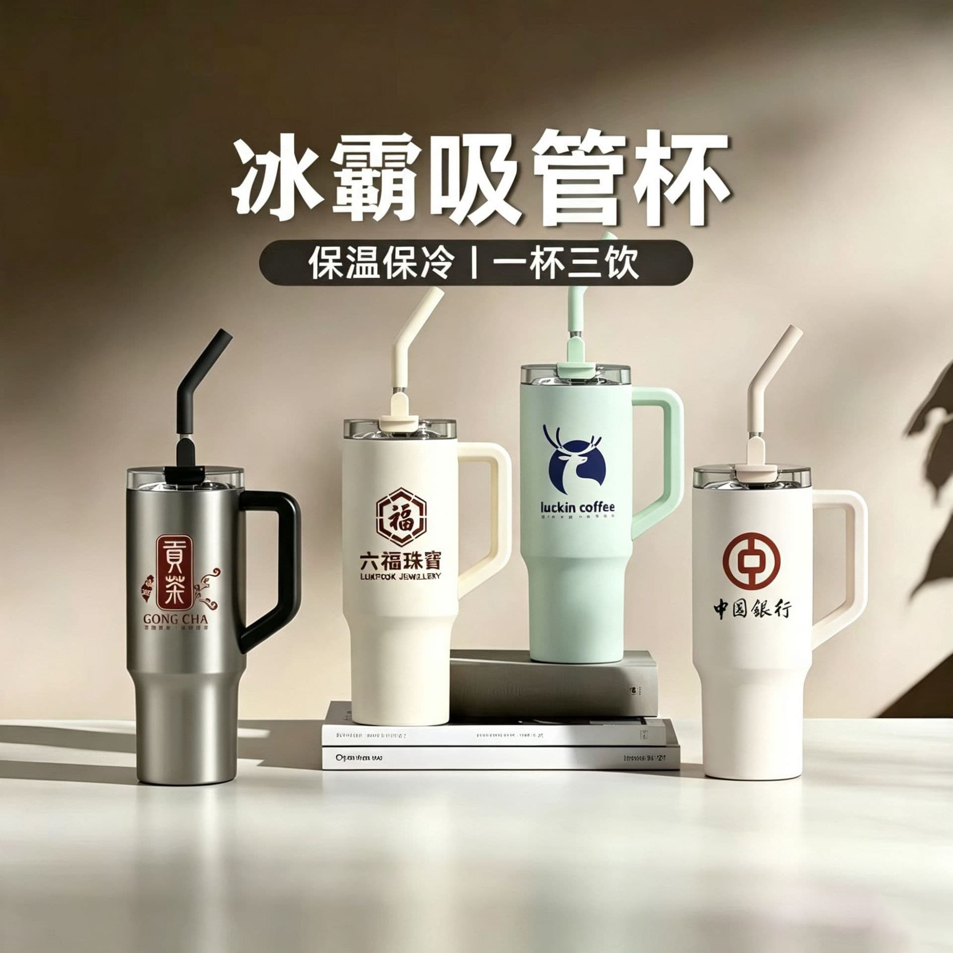 Mijia Style Insulated Tumbler Ice Cup with Handle Large Capacity 316 Stainless Steel Straw Cup Women's Water Bottle New Car Cup