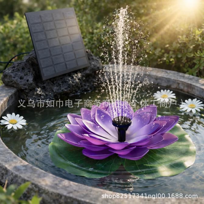 New Cross-Border Product Solar Lotus Bird Bath Fountain Solar-Powered Lotus Bird Bath Fountain Decoration