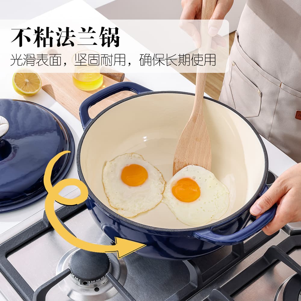 28cm Soup Pot Enamel Pot Non-Stick Pot Thickened Double Handles Ceramic Pot Stew Pot Universal for Induction and Gas, Cross-border Direct Supply