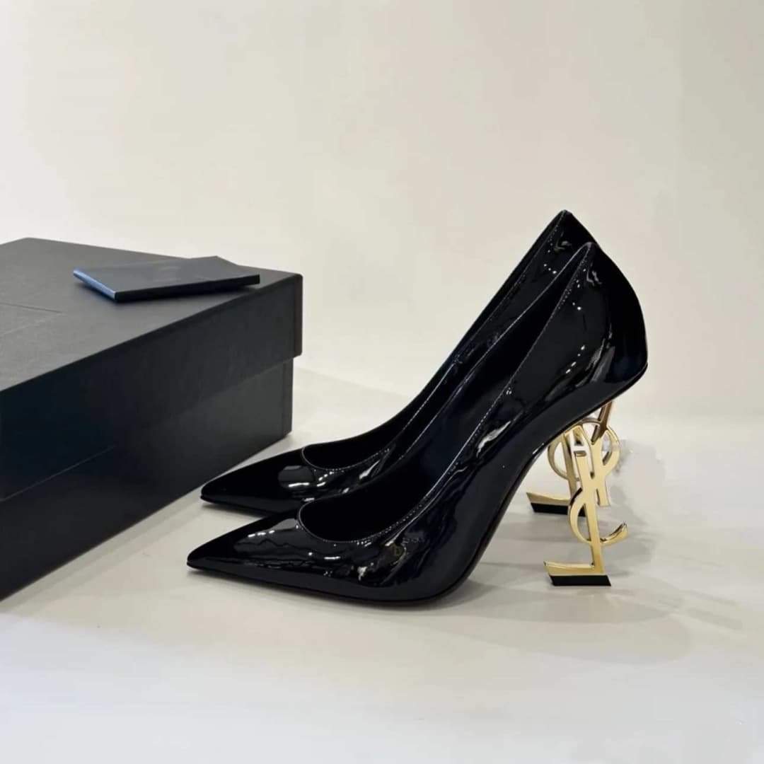 Yangshulin Women's High Heels 2026 Summer New Gold Letter Logo Stiletto Sexy Open Toe Ankle Strap Sandals
