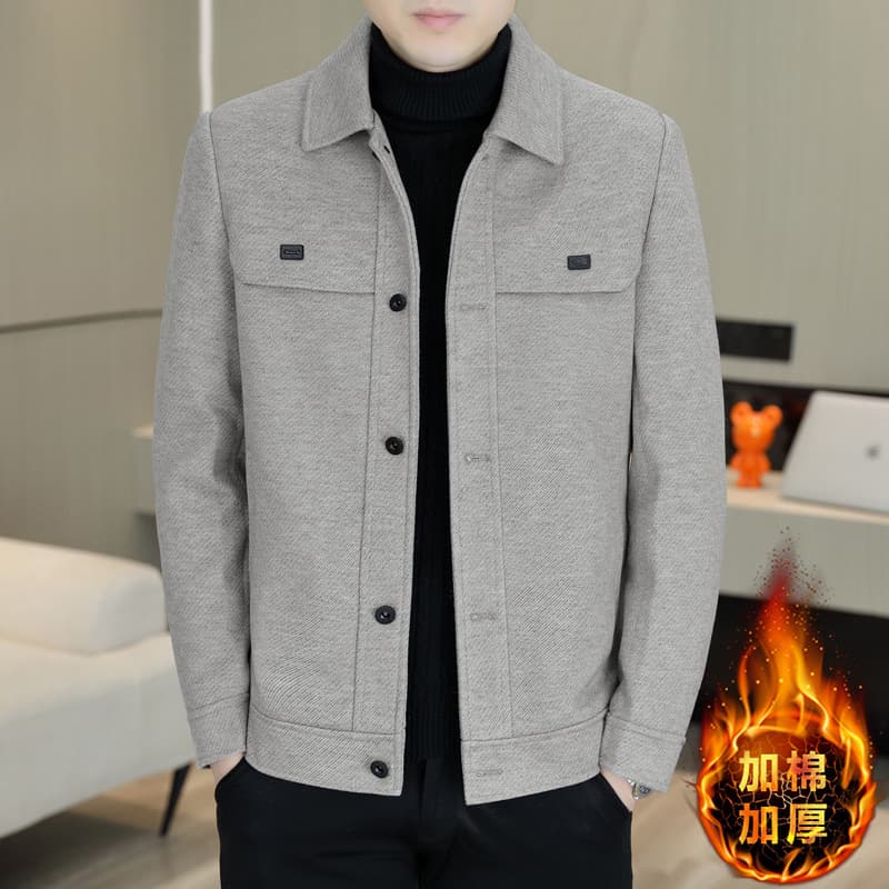 Men's Thick Chenille Notch Lapel Jacket 2025 Fall/Winter New Arrival Middle-Aged Business Casual Warm Coat