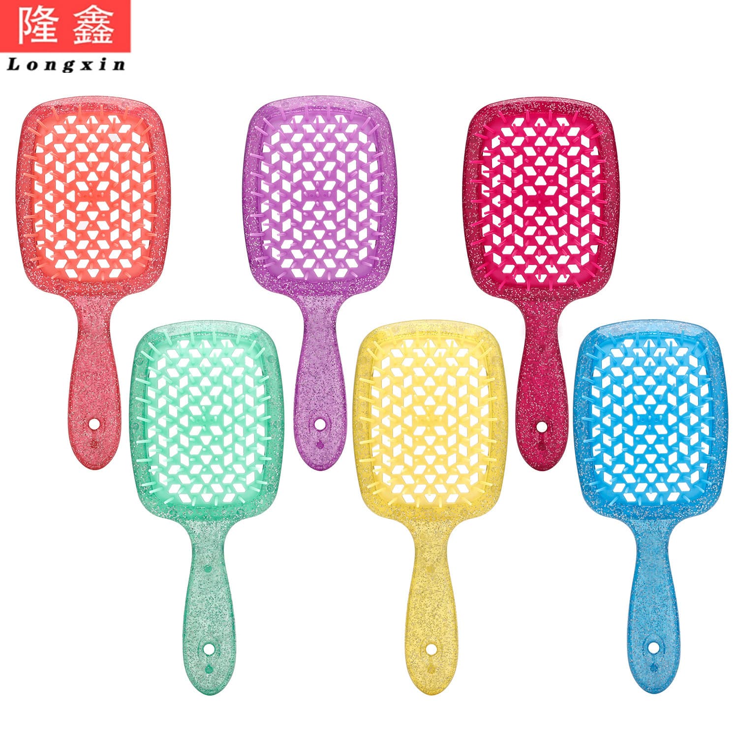 Foreign Trade Hollow Comb Boxed Grid Comb Detangling Smoothing Comb Ventilated Comb Volumizing Hair Massage Comb Square Comb