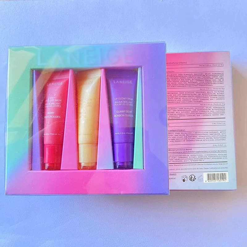 Cross-border Hot-selling Lip Jelly Gummy Bear, Sweet Candy, Forest Rose Fruit Nourishing Moisturizing Set Box 3 Pieces