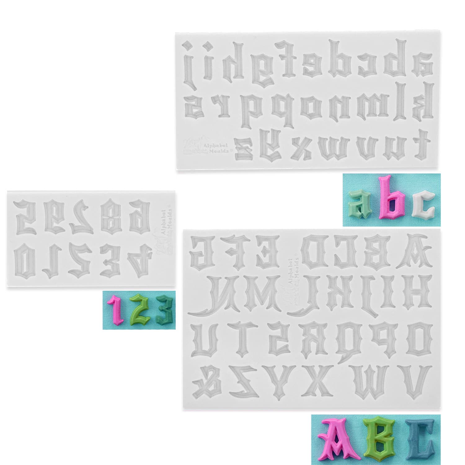 Gothic Font Letter Silicone Mold DIY Epoxy Resin Chocolate Cake Baking Mold Fondant Silicone Mold