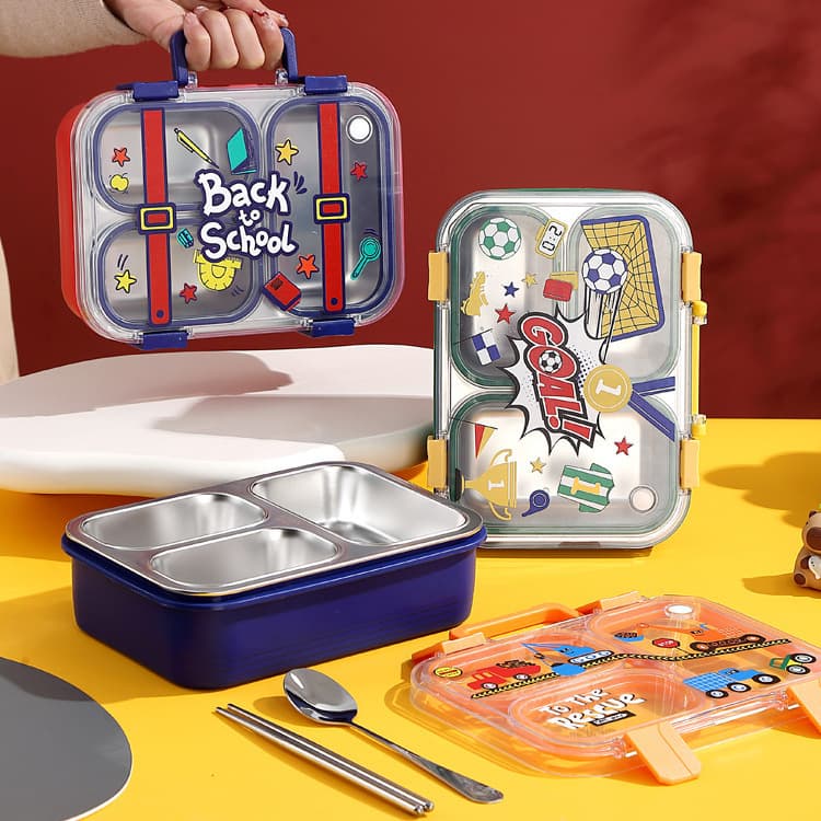 Backpack Independent Meal Box Sealed 304 Stainless Steel Lunch Box Crossbody Elementary School Student Children Divided Bento Box Back to School Season