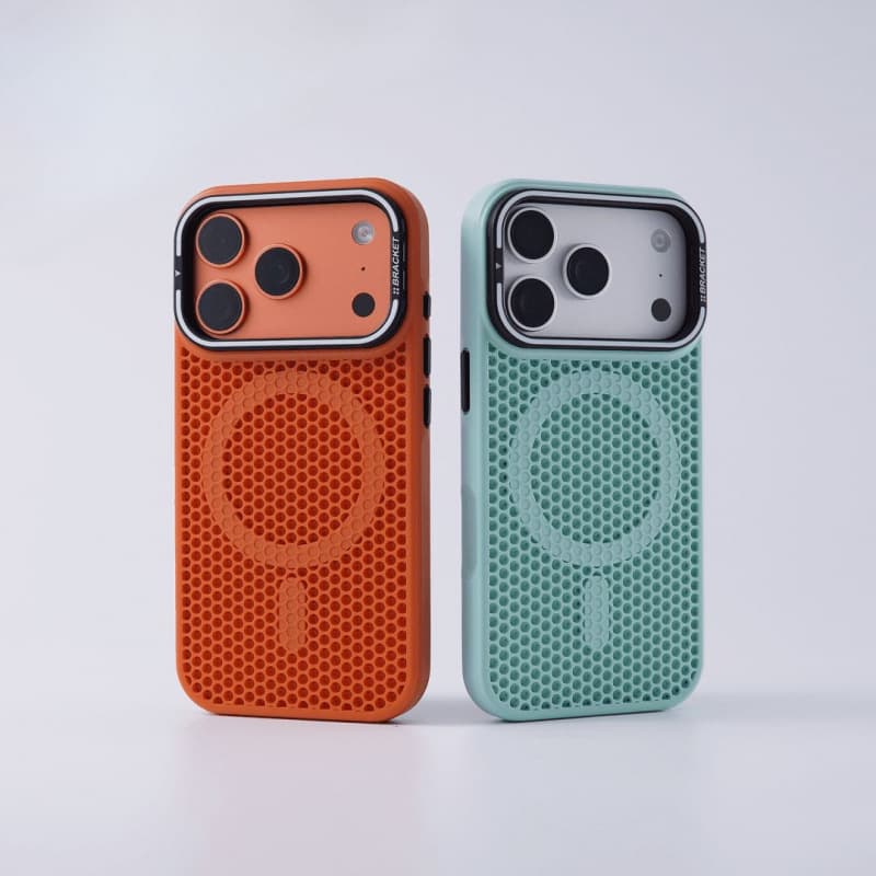 iPhone 17 Pro Max Lens Bracket Phone Case Compatible with Apple 16 Honeycomb Heat Dissipation Magnetic Anti-Drop Phone Case
