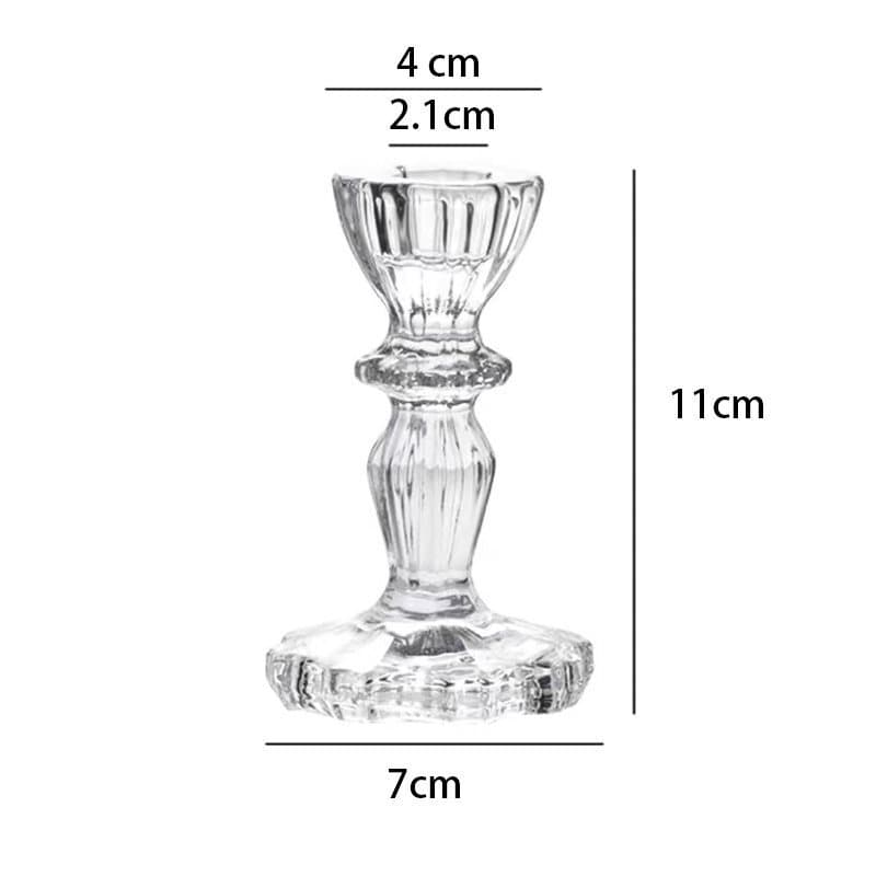 Glass Base Transparent Artificial Crystal Holder, High-End European Style Home Decoration Glass Candle Holder