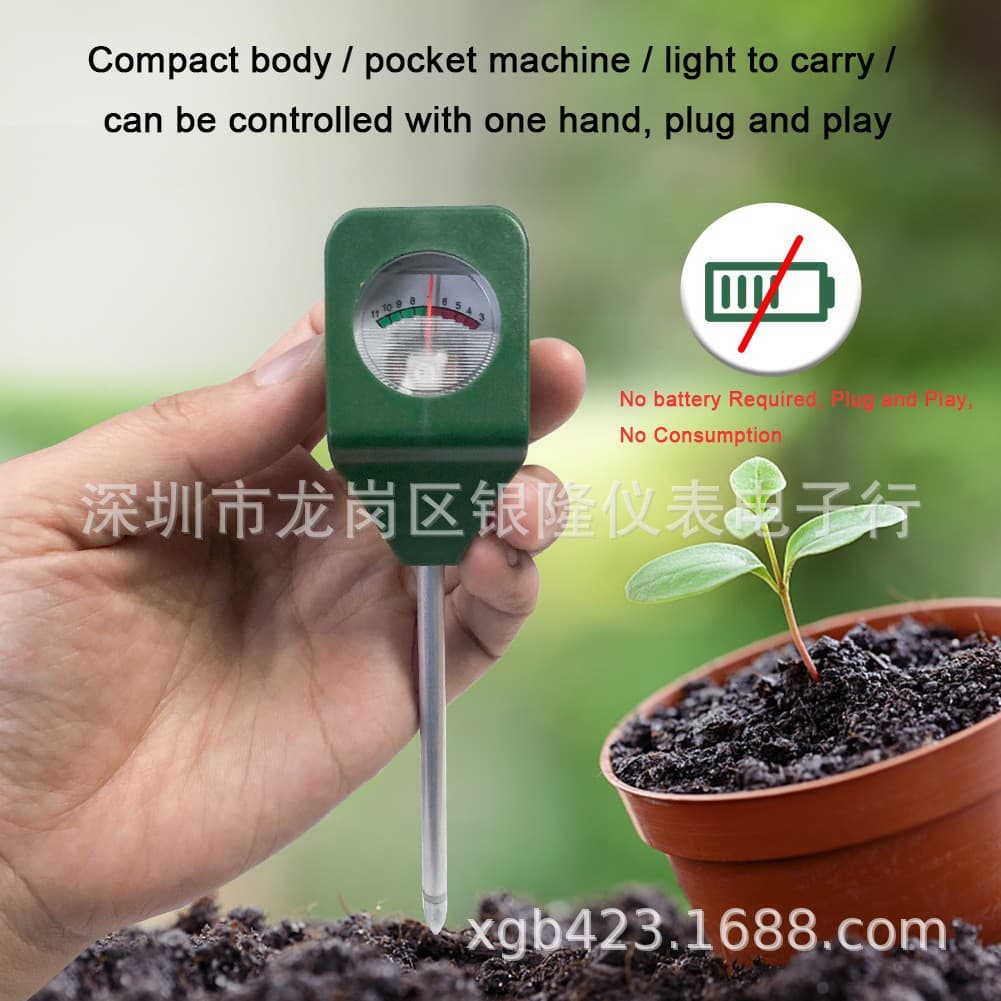 Single-Pin Mini Soil pH Tester, Acid-Base Meter, Non-EC, Accurate and Portable