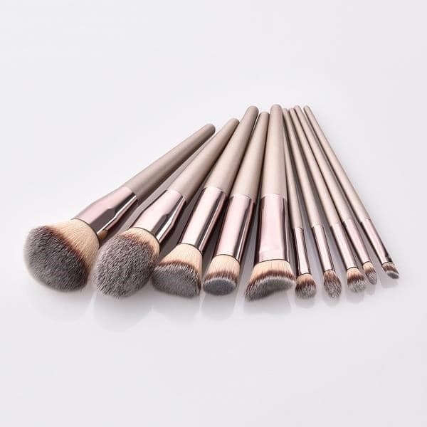 Cross-border new 10-piece champagne gold makeup brush set loose powder brush loose powder eye shadow brush blush brush makeup tools
