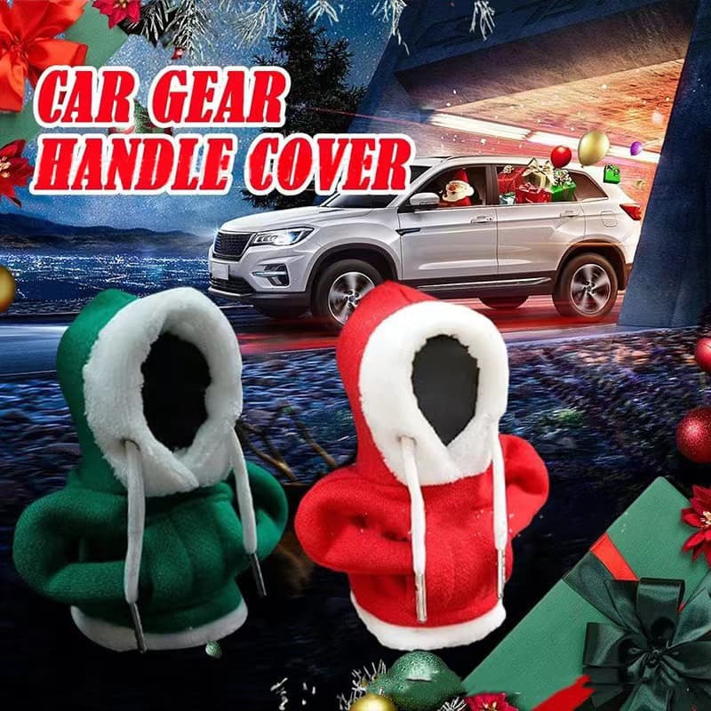 Cross-border Christmas Hoodie Car Shift Cover, Gear Shift Lever Hoodie Cover, Christmas Hat Car Decoration Sweatshirt