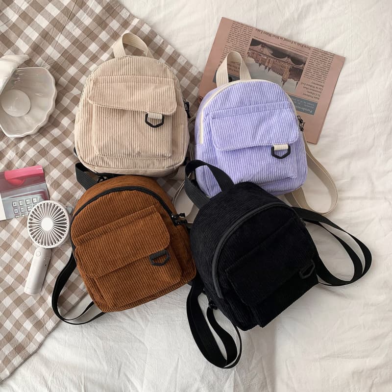 Wholesale/Mini Backpack Ins Super Hot Cute OL Commuter Small Cosmetic Bag Corduroy Texture Student Versatile Schoolbag
