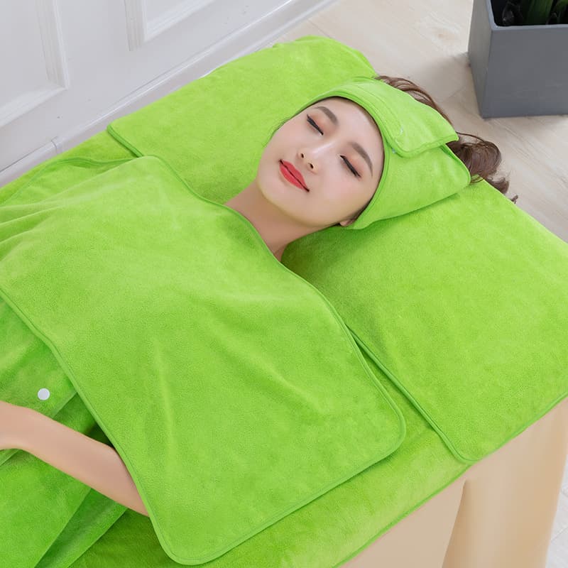 Beauty Towel Set for Salons, 3-Piece Skin Management Head, Chest, and Pillow Towels, Non-Shedding with Logo