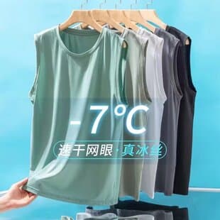 Cooling Sleeveless Vest Tank Top Ice Silk T-Shirt for Men, Casual Summer Plus Size Mesh Thin Sweat Vest Quick-Dry Clothing