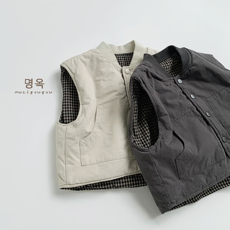 Reversible Cotton Vest 2025 Winter New Unisex Kids Plaid Waistcoat, Mid-Child Warm Vest, Korean Style Trendy