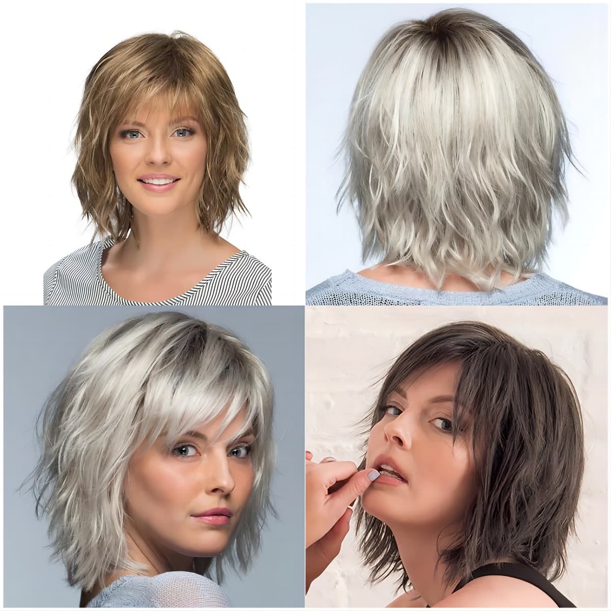 European and American Women's New Side Part Gradient Platinum Blonde Short Curly Bob Wigs