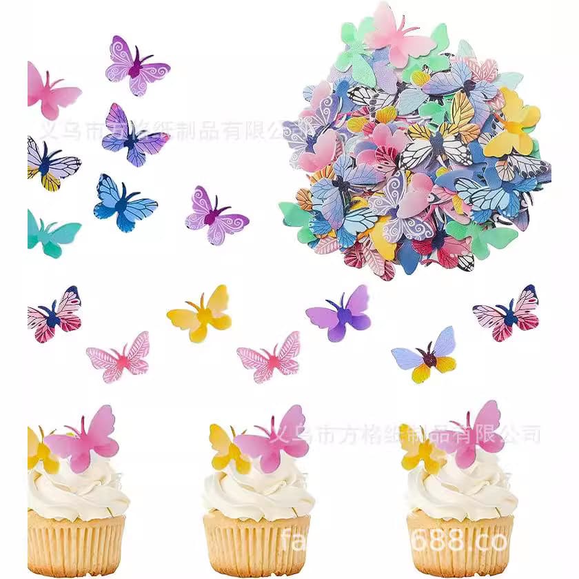 Butterfly Cake Decoration Rice Paper Small Flower Leaves Unicorn Rice Paper Watercolor Butterfly Wafer Paper
