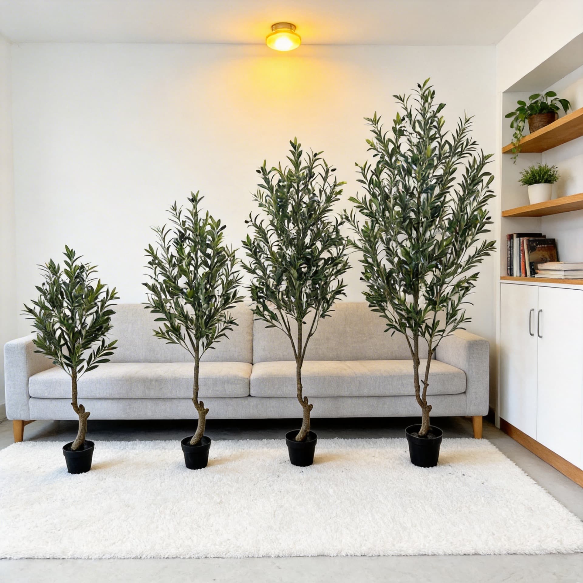 Amazon Green Plant Floor-Standing Potted Artificial Flower Decoration Indoor Olive Tree Trendy Store Decoration Set Artificial Flowers