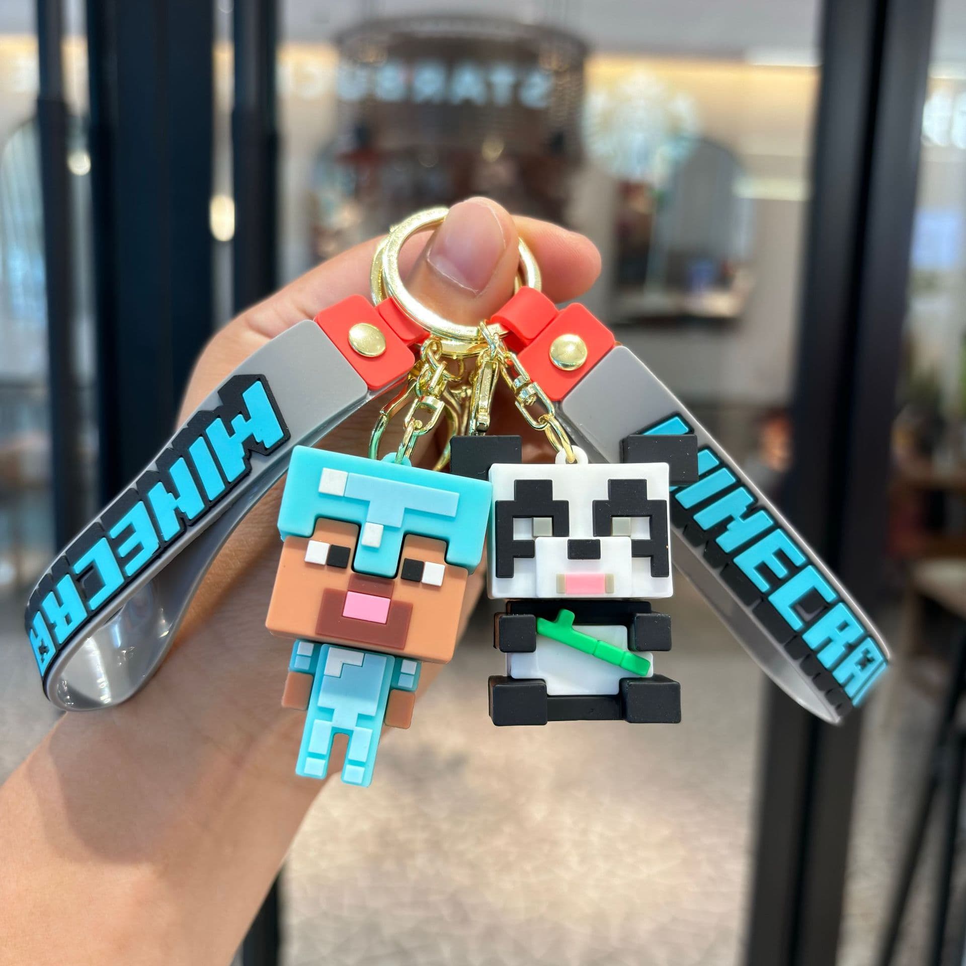 Minecraft Soft Rubber Keychain Keyring Car Decoration Cartoon Figure PVC Toy Wholesale