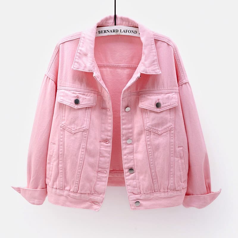 Denim Jacket Women's Loose Spring Autumn Korean Style Colorful Versatile 2025 Short Pink Top Long Sleeve Jacket