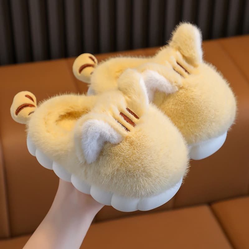 Children's Cotton Slippers, Cute Kitten Warm Thickened Soft Sole for Boys and Girls, Baby Plush Cotton Shoes with Drop Shipping