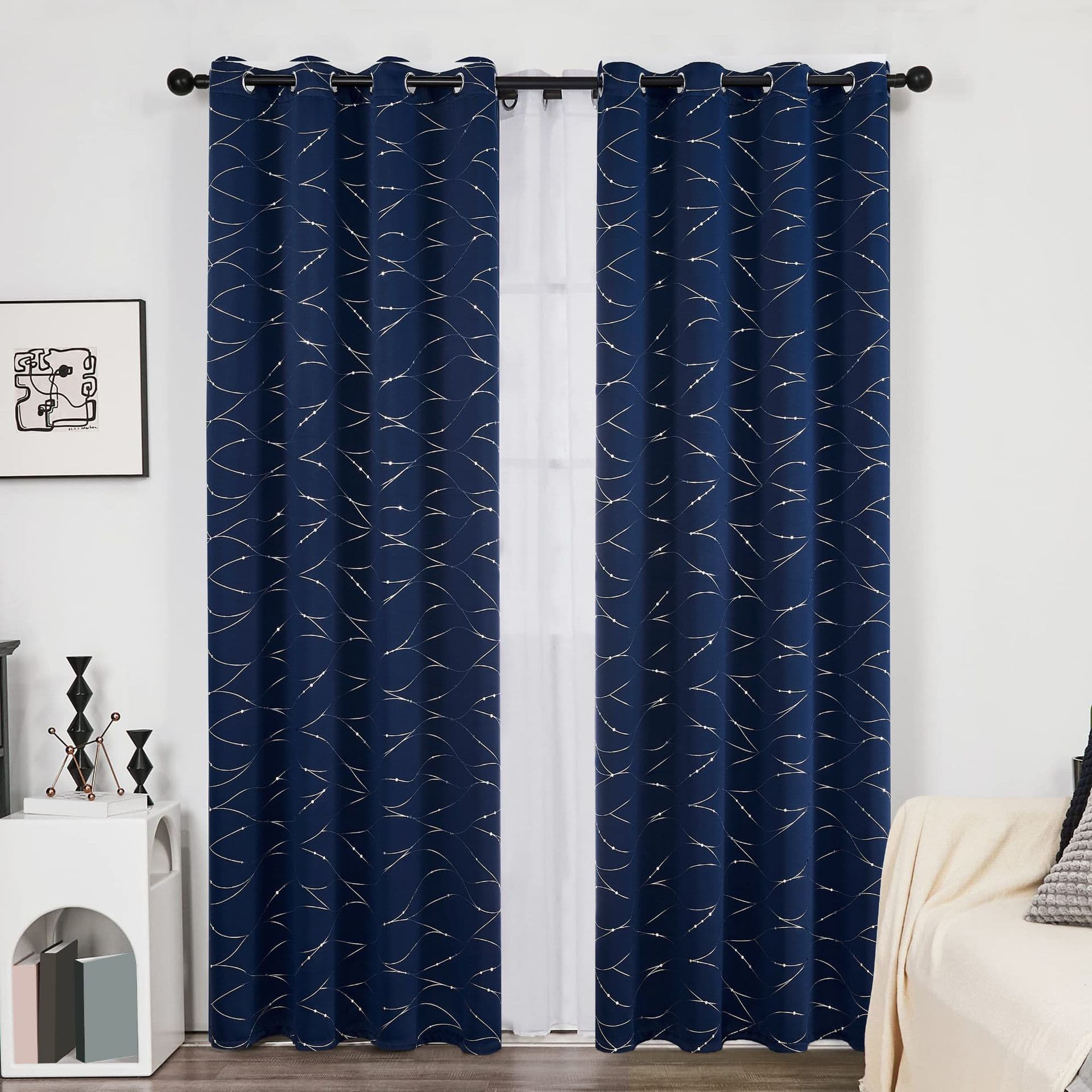 SHEIN Hot Selling Cross-Border Hot Stamping Line High-Precision Blackout Curtain Living Room Sunscreen Thermal Insulation Curtain